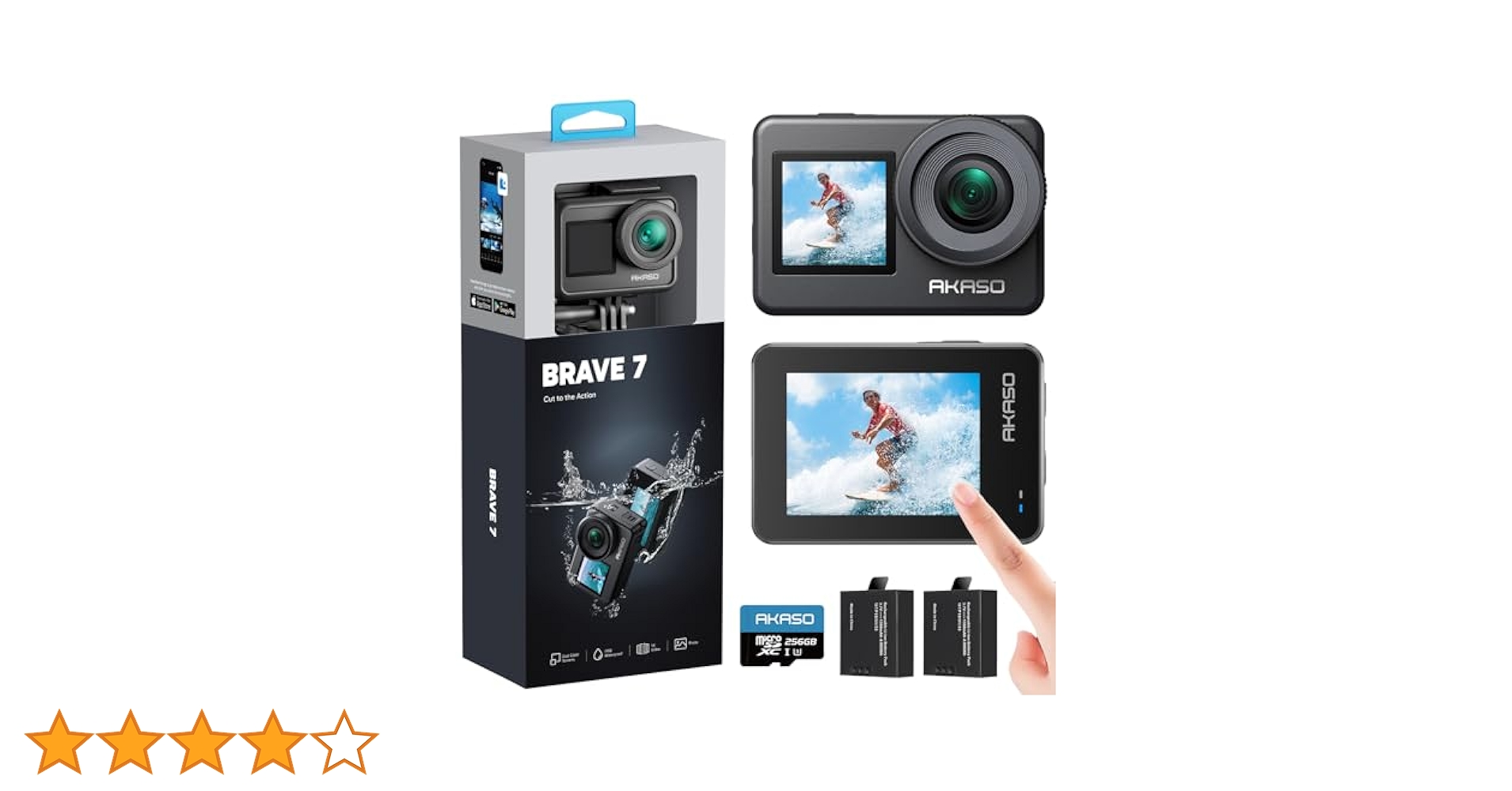Amazon | アクションカメラ-AKASO Brave7-4K 256GB ウェアラブル